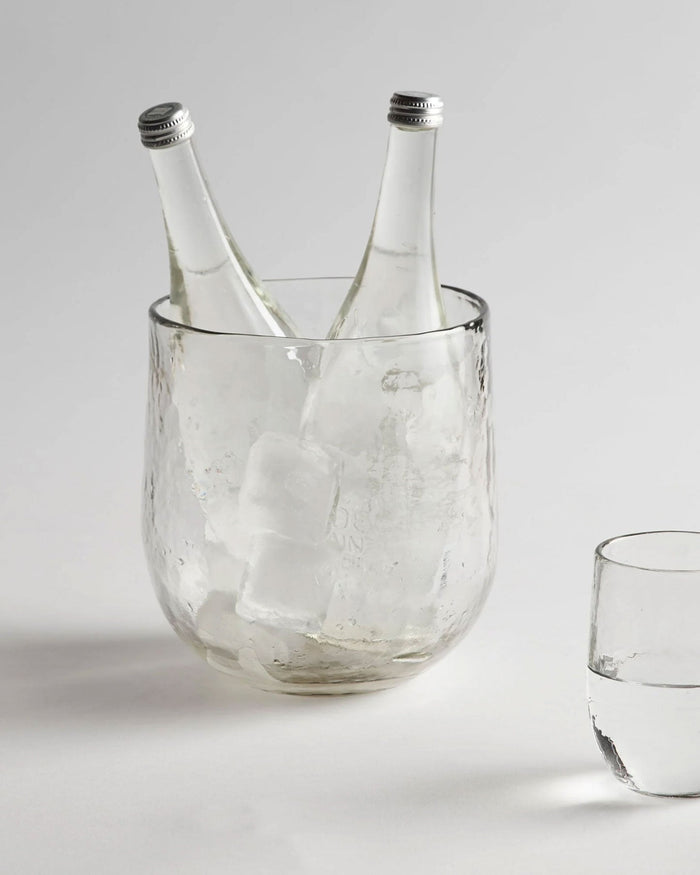 Hammered Glass Ice Bucket / Vase - Lone Fox