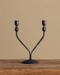 Hand Forged 2 Arm Iron Taper Candle Holder - Lone Fox