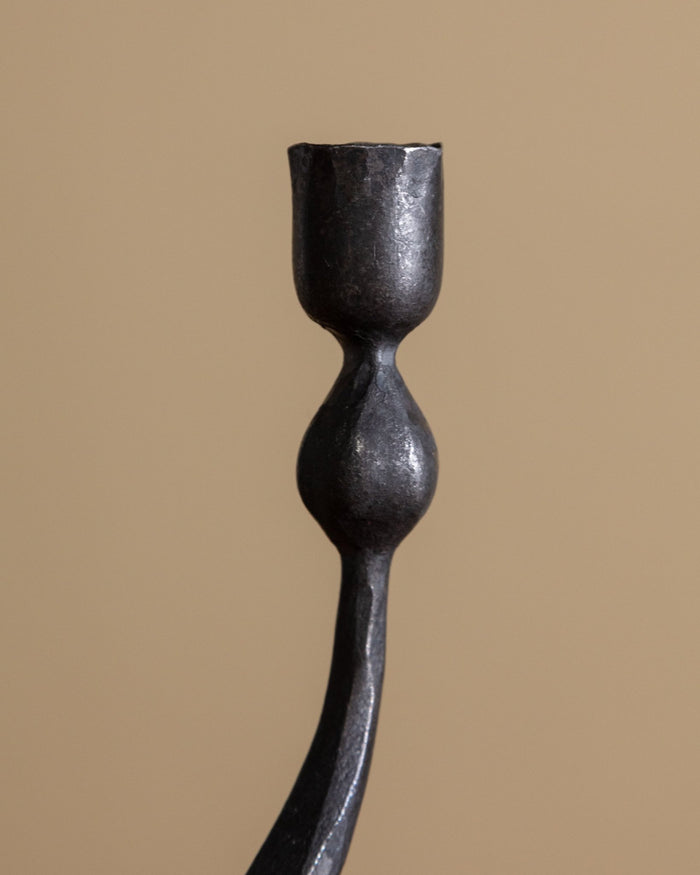 Hand Forged 2 Arm Iron Taper Candle Holder - Lone Fox