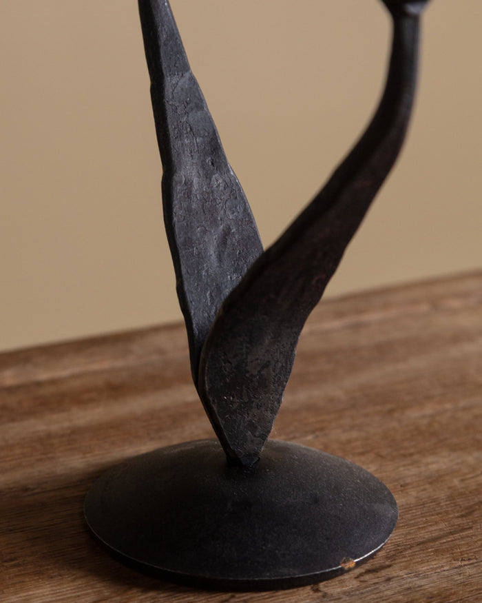 Hand Forged 2 Arm Iron Taper Candle Holder - Lone Fox