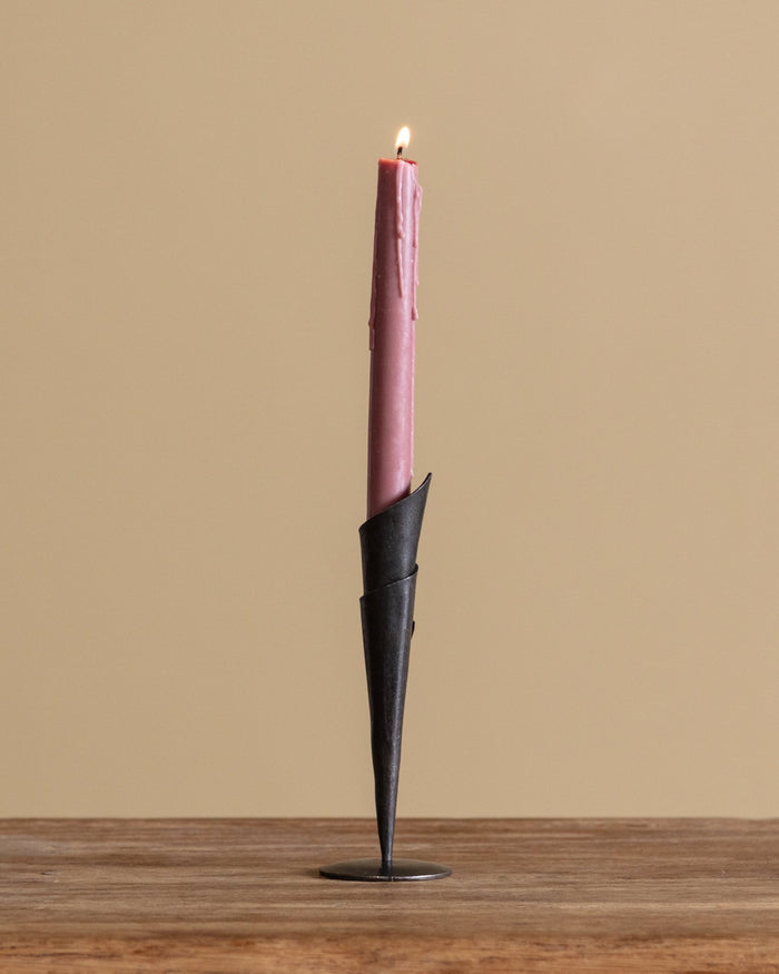 Hand Forged Iron Cone Candle Holder - Lone Fox