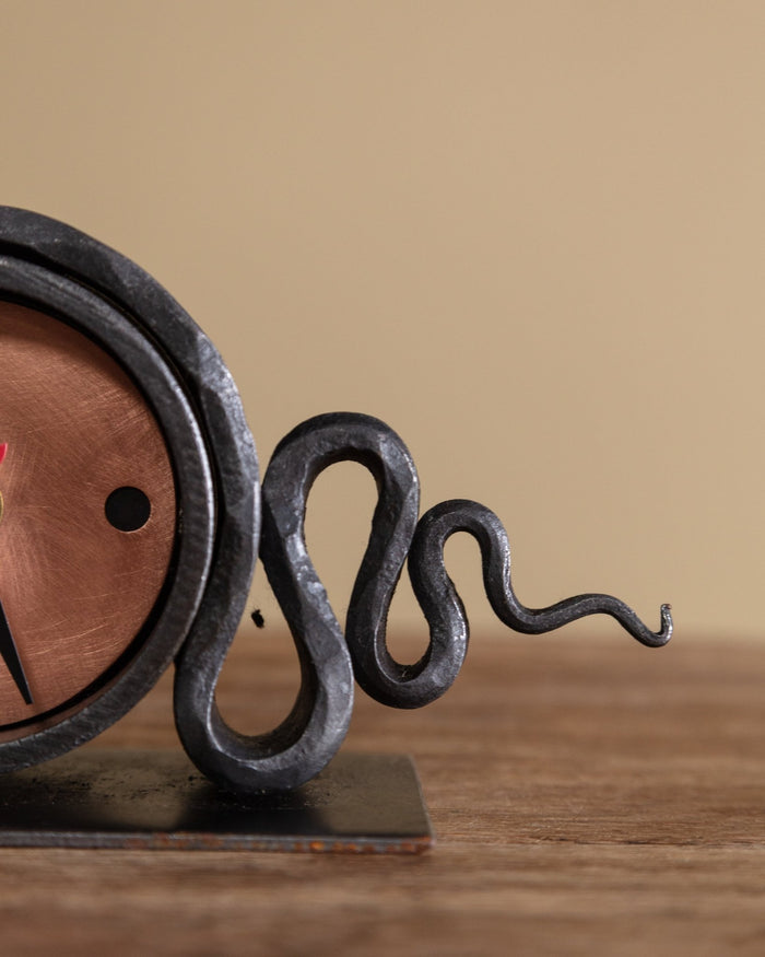 Hand Forged Iron & Copper Clock - Lone Fox