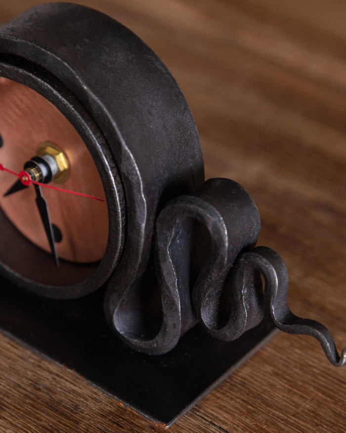 Hand Forged Iron & Copper Clock - Lone Fox