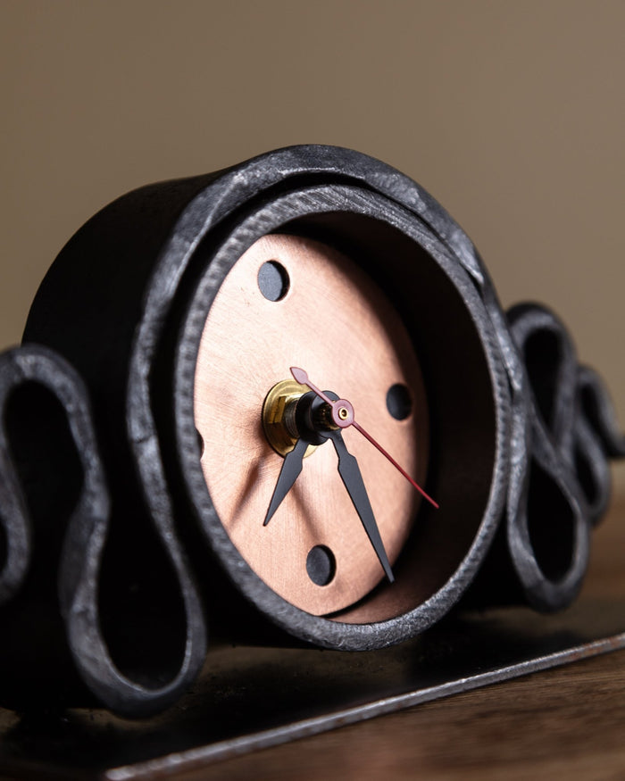 Hand Forged Iron & Copper Clock - Lone Fox