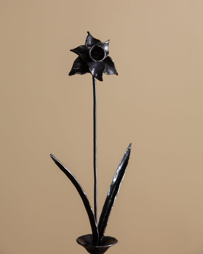 Hand Forged Iron Daffodil in Vase - Lone Fox