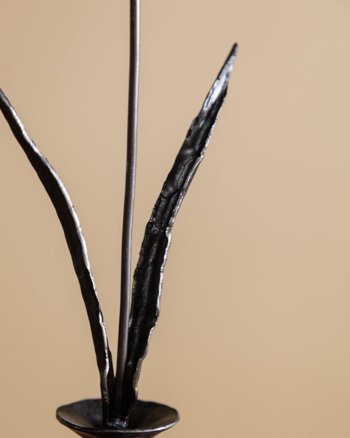 Hand Forged Iron Iris in Vase - Lone Fox