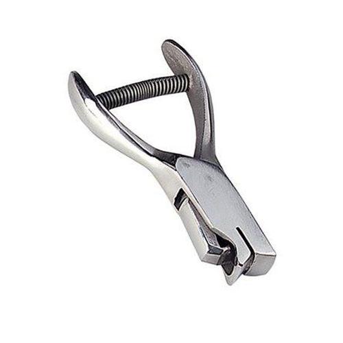 A Hand-Held Slot Punch (P/N 3943-1000) (Without Guides) with a spring mechanism and two prongs, designed for efficiently pulling out staples from documents, is also perfect for managing access cards and ID badges.