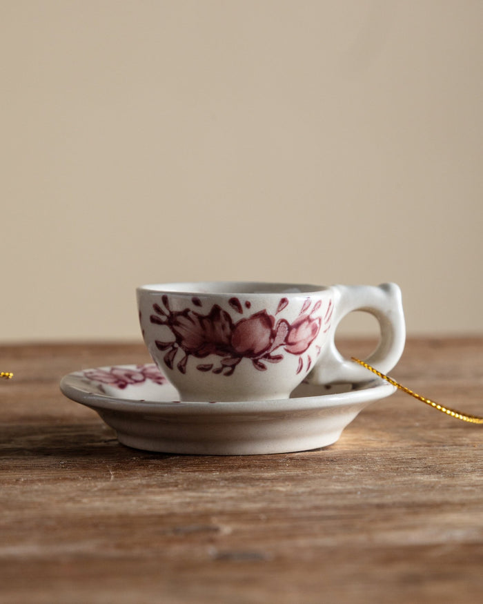 Hand Painted Ceramic Teapot & Teacup Ornaments (Set of 2) - Lone Fox