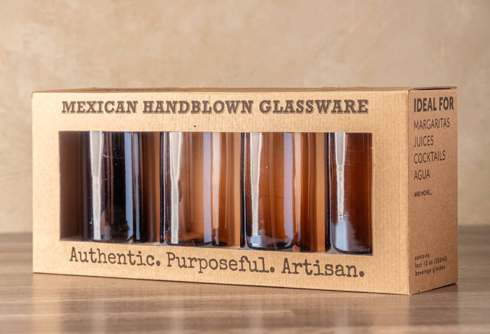 Handblown Mexican Highball Glasses - Tamarind - Lone Fox