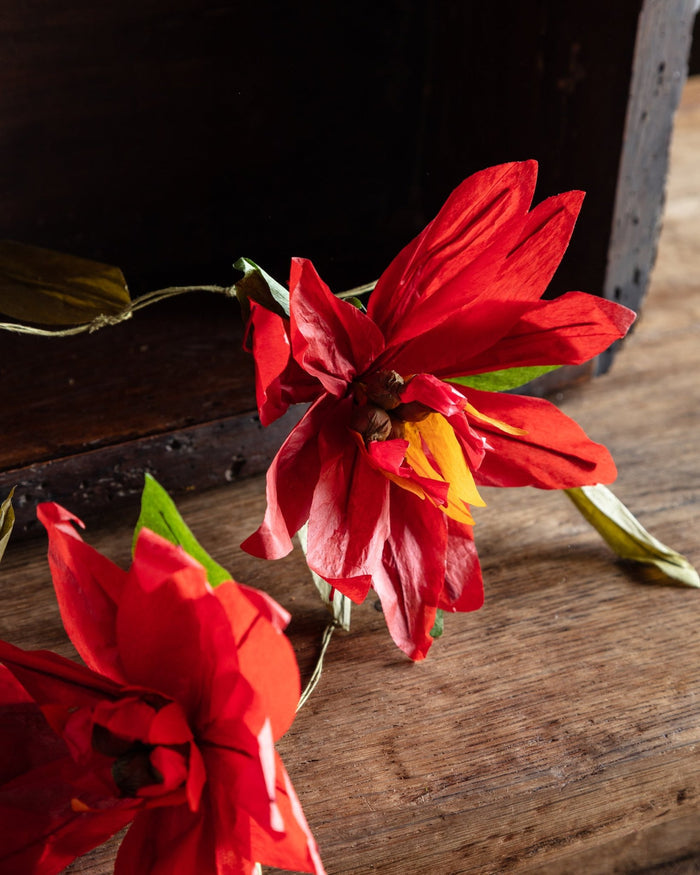 Handmade Paper Poinsettia 72" Garland - Lone Fox