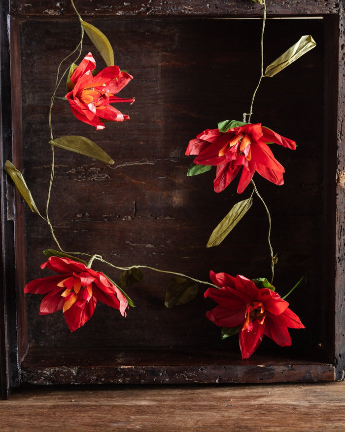 Handmade Paper Poinsettia 72" Garland - Lone Fox