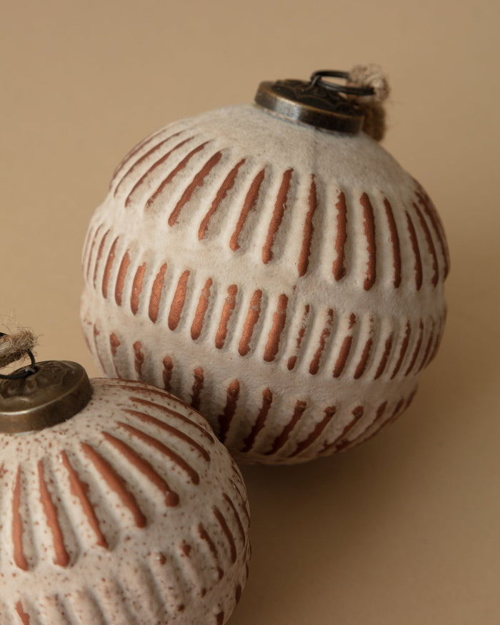 Hansen Embossed Glass Ball Ornaments - Lone Fox