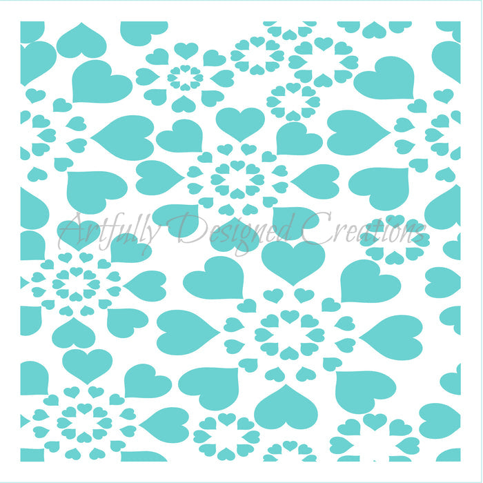 Heart Circle Pattern Background Stencil