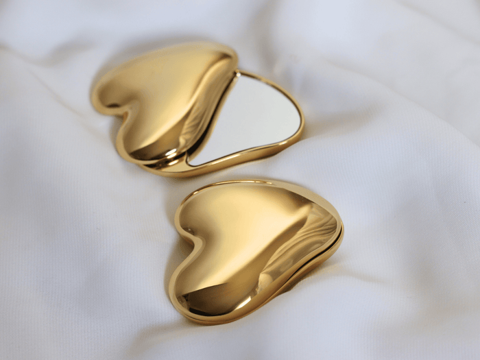 Heart Shape Compact Mirror: Gold - Lone Fox