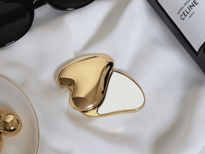 Heart Shape Compact Mirror: Gold - Lone Fox
