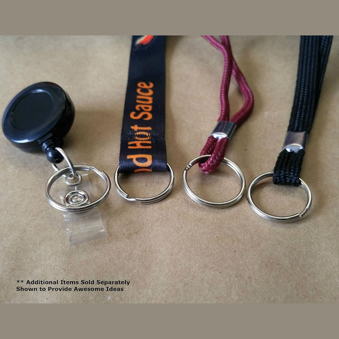 SPID-9230 split key rings with lanyard and badge reel hardware