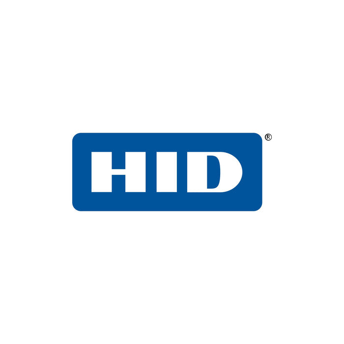 HID logo with bold white "HID" on blue rectangle, centered on white—ideal for HID FARGO 094052 HDP6600 Two-Material Lamination Module systems.
