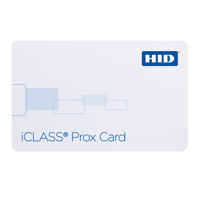 HID iCLASS 2120 white dual technology card printed with the iCLASS Prox Card logo