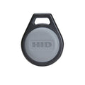 HID Seos 526 black moulded key fob with a grey TPE insert carrying the HID logo