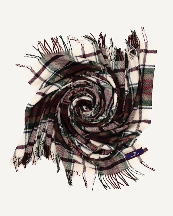 Highland Tartan Plaid Merino Wool Throw in Merlot - Lone Fox