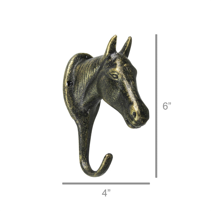 Horse Wall Hook, Cast Iron: Bronze / Cast Iron - Lone Fox