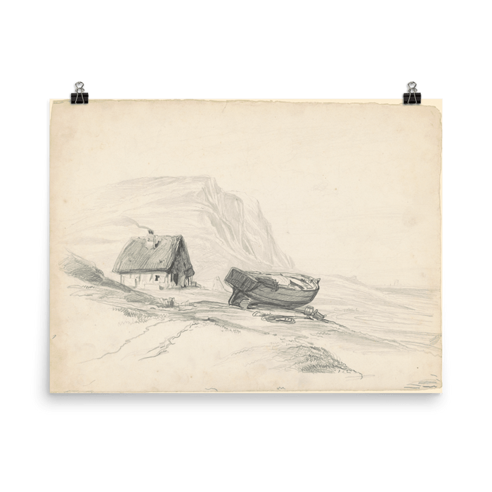 "House and Boat at the Shore” Art Print - Lone Fox