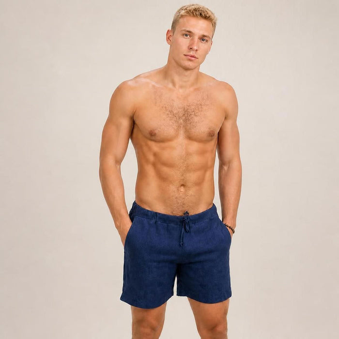 100% organic linen shorts no synthetic fiber