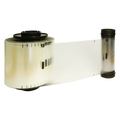 Two rolls of unprocessed film, one partially unwound, placed against a white background, reminiscent of the precision seen with IDP 653629 SMART-81 L Clear 1mil Patch Laminate Film (500 patches).