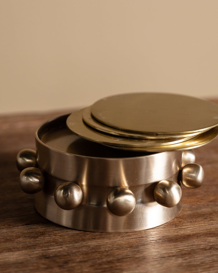 Kaiba Coaster Set in Brass - Lone Fox