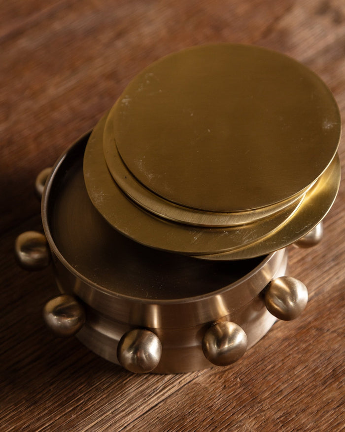 Kaiba Coaster Set in Brass - Lone Fox