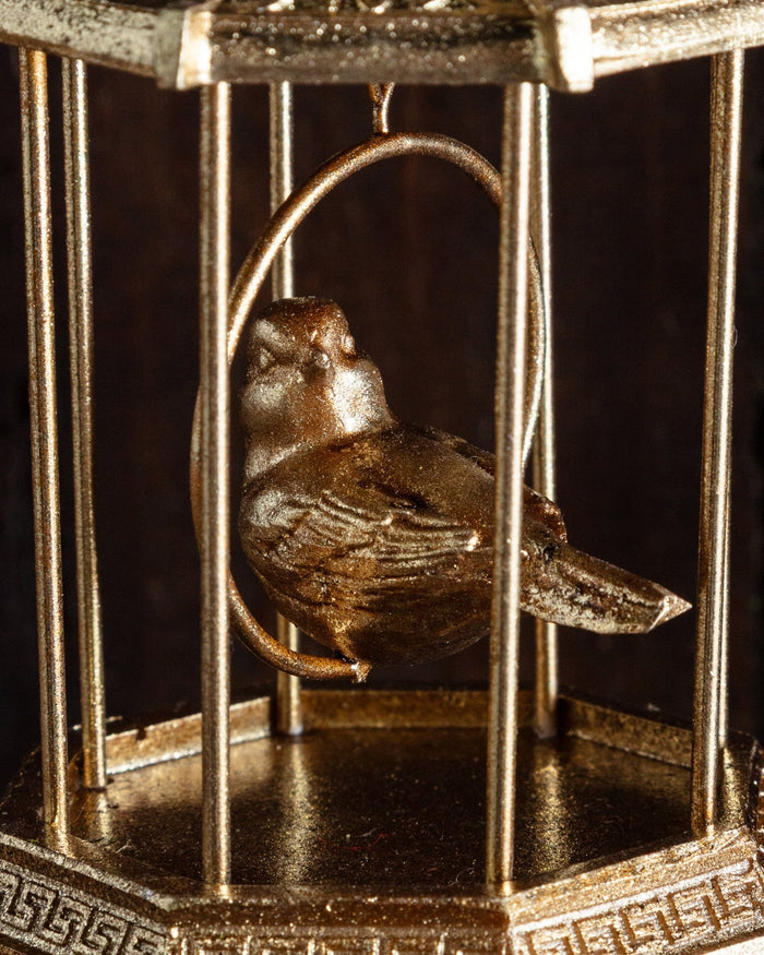 Large Golden Birdcage & Bird Ornament - Lone Fox