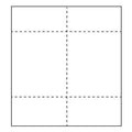 A square with dashed lines dividing it into four equal smaller squares, perfect for organizing your convention size passes or creating custom badges using Laser Printer Blank Inserts LZ-6.