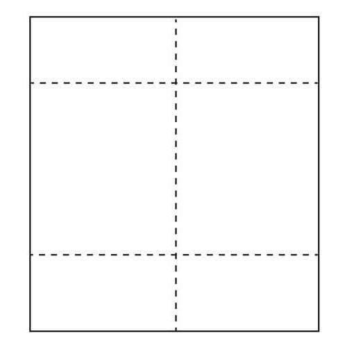A square with dashed lines dividing it into four equal smaller squares, perfect for organizing your convention size passes or creating custom badges using Laser Printer Blank Inserts LZ-6.