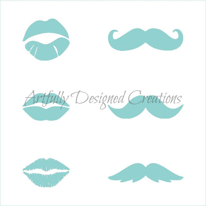 Lips and Mustaches Stencil