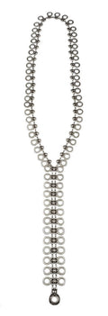 Long Boho Zipper Necklace in Pewter