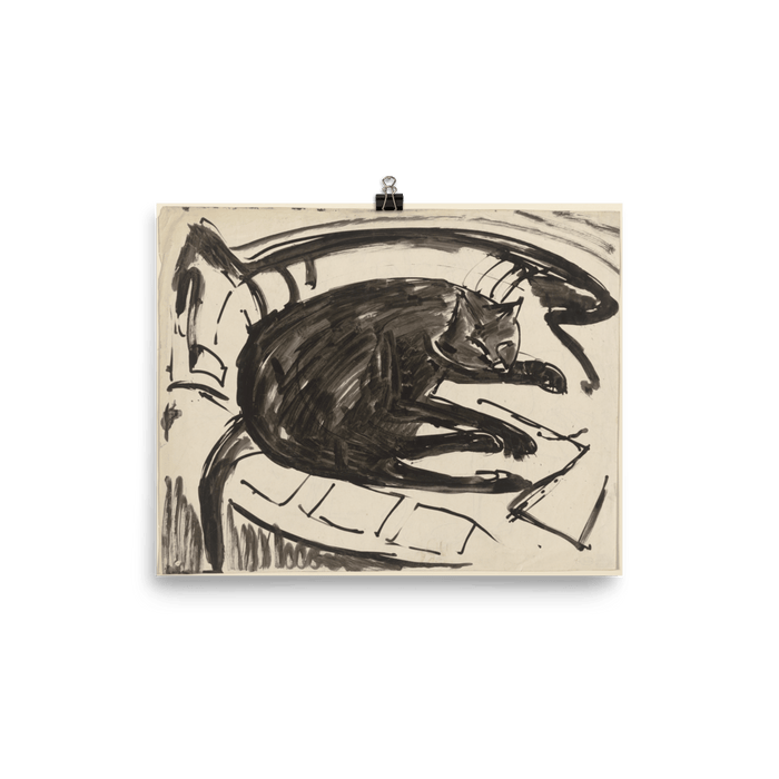"Lying cat" Art Print - Lone Fox