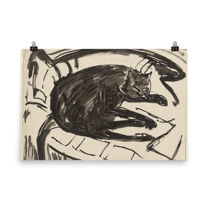 "Lying cat" Art Print - Lone Fox