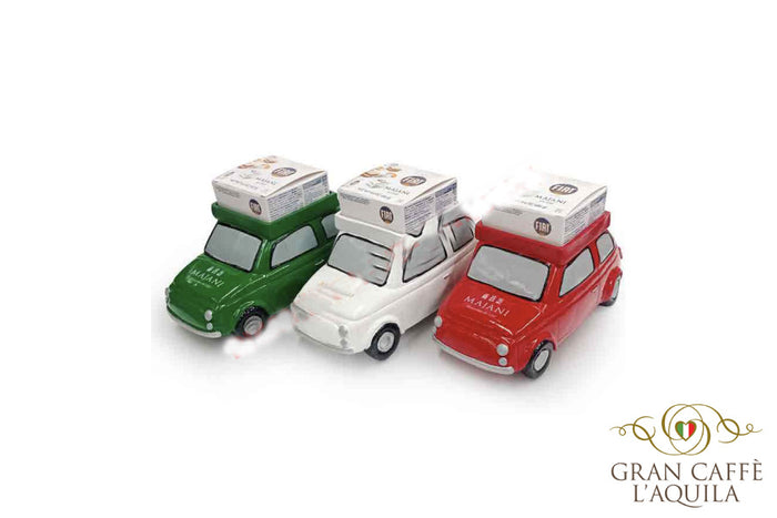MAJANI FIAT CHOCCO-CAR -COLLECTORS CERAMIC CAR WITH FIAT CHOCOLATE CUBES (182g)