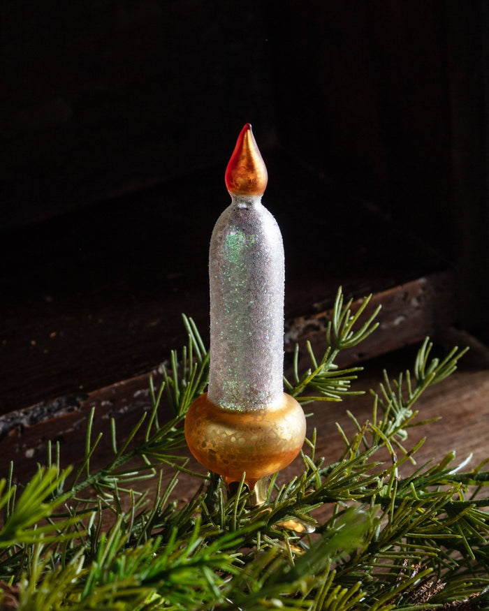 Mercury Glass Clip-On Candle Ornament - Lone Fox
