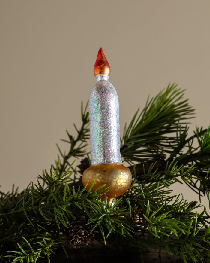 Mercury Glass Clip-On Candle Ornament - Lone Fox