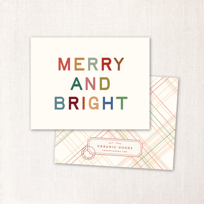 merry bright card - single or set of 6