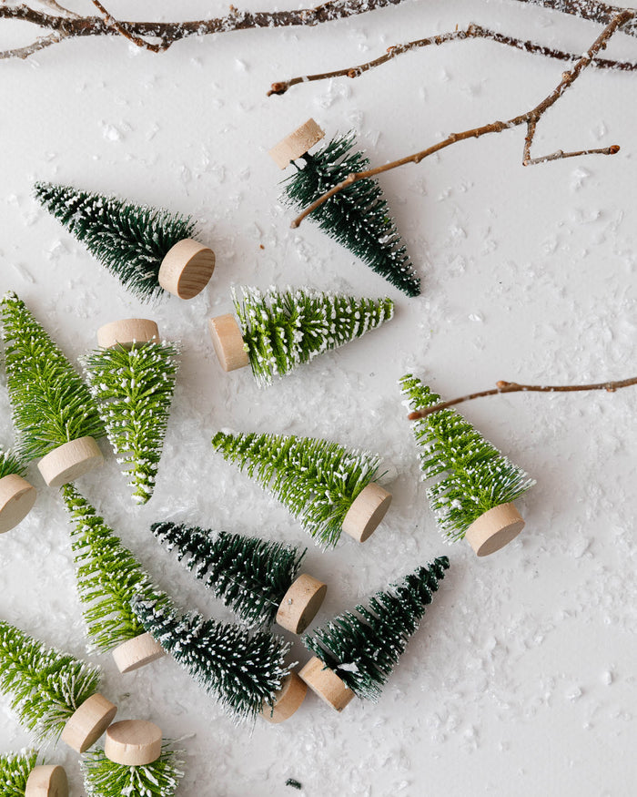 Mini Green Bottle Brush Trees (Set of 24)