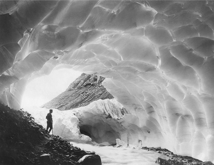 Mountaineer in an Ice Cave of Paradise Glacier, Mount Rainier National Park, Washington, 1925