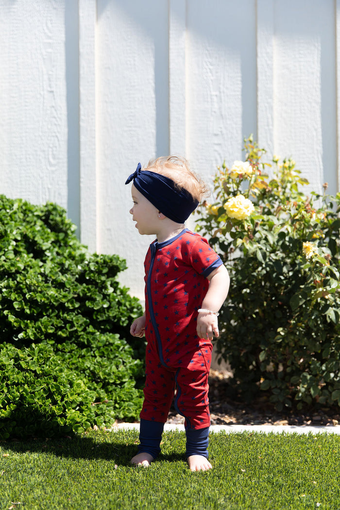 NAVY STARS | SHORT SLEEVE ZIPPER ONE PIECE