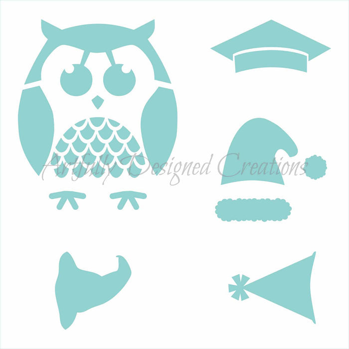 Owl with Hats Stencil