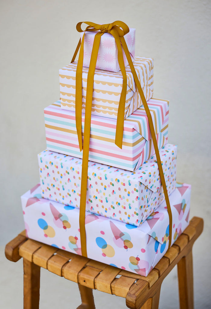 painted dots + golden scallops double-sided wrap