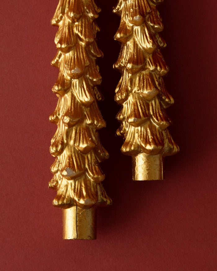 Pair of Gilded Tree Taper Candles - Lone Fox
