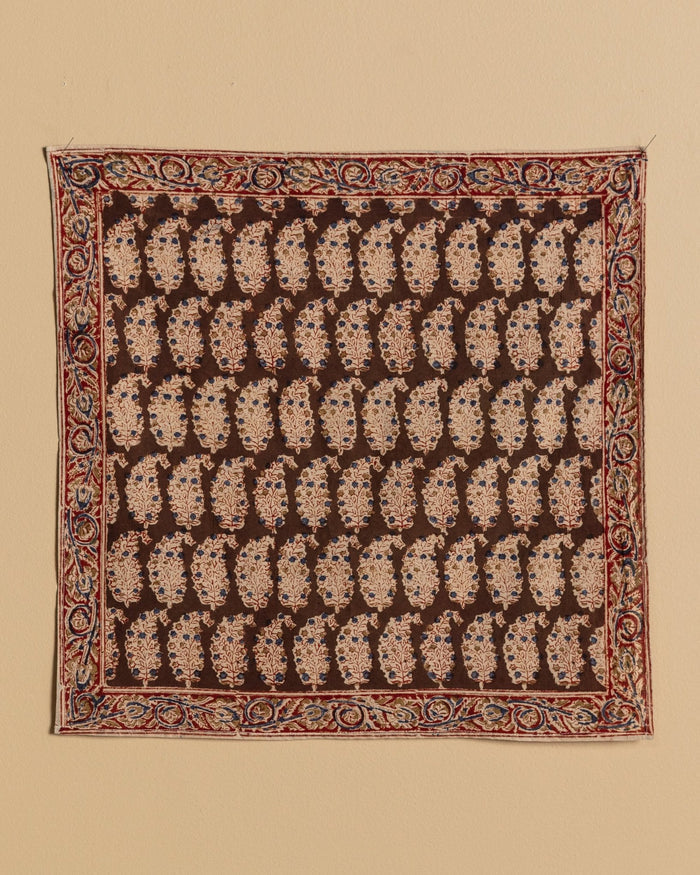 Papaya Patch Kalamkari Cotton Handkercheif / Napkin - Lone Fox