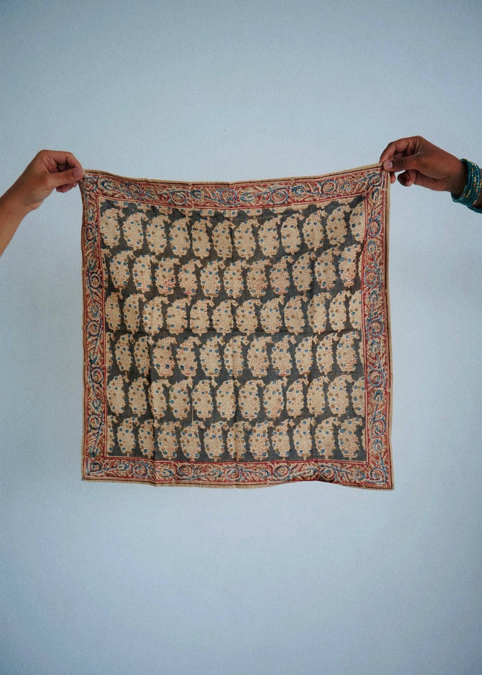 Papaya Patch Kalamkari Cotton Handkercheif - Lone Fox
