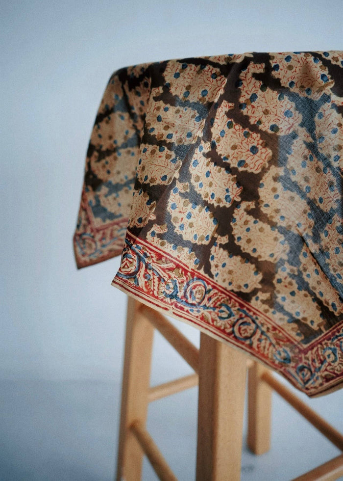 Papaya Patch Kalamkari Cotton Handkercheif - Lone Fox